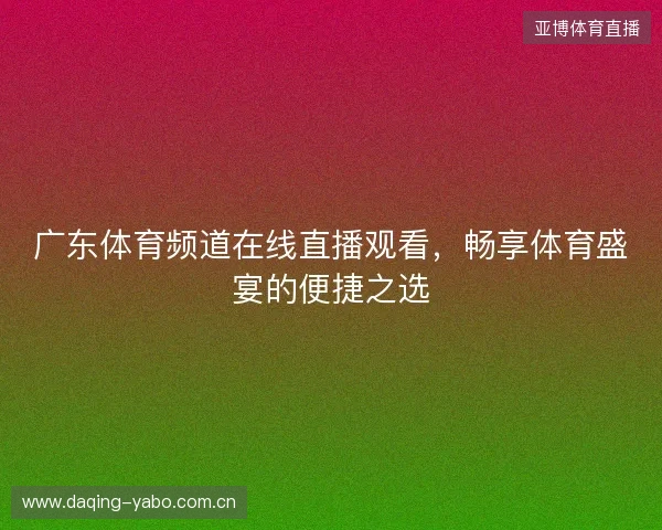 广东体育频道在线直播观看，畅享体育盛宴的便捷之选